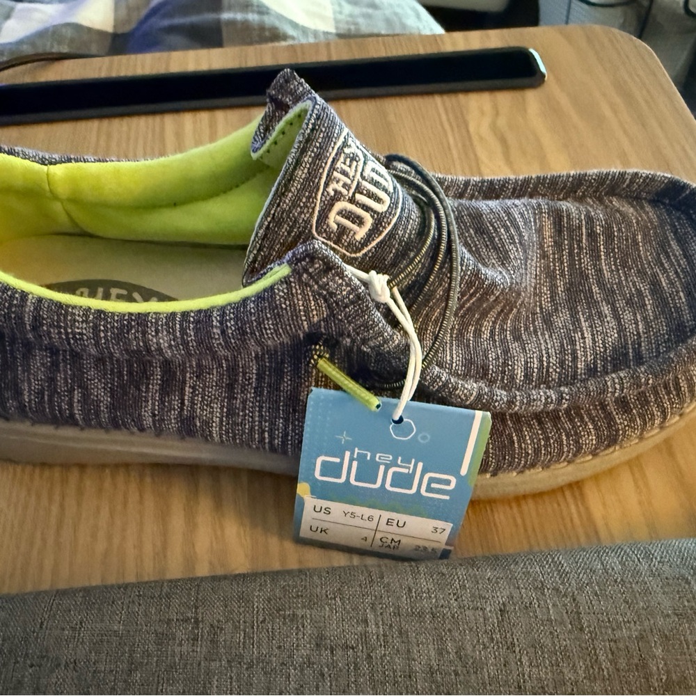 Hey Dude Kids Shoes in Gray and Lime